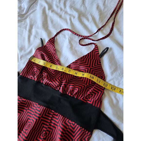 Celine By Champion Vtg Y2k Babydoll Halter Top Small Red Cybercore Rockabilly - Picture 5 of 6